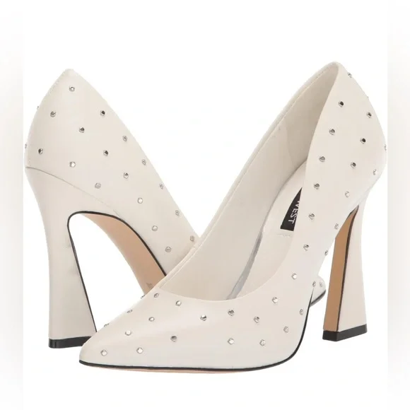 NEW Nine West Trial Women's Rhinestone Dress Pumps White size 7 - Picture 2 of 14